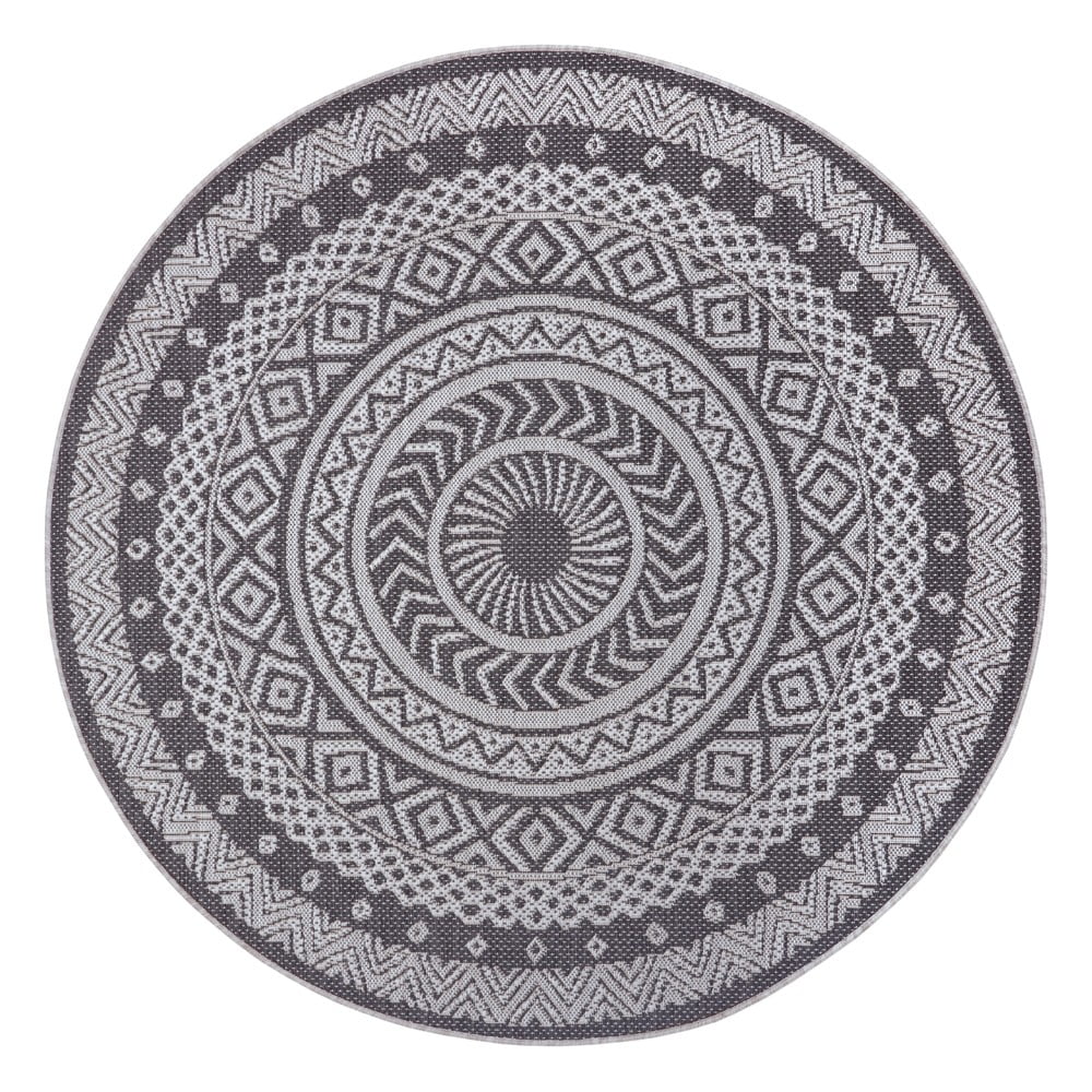 Šedý venkovní koberec Ragami Round, ø 120 cm