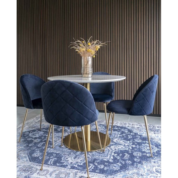 Sametové jídelní židle v modro-zlaté barvě v sadě 2 ks Geneve – House Nordic-image-1