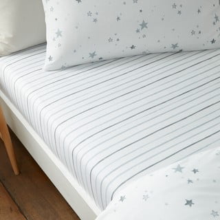 Bílé napínací bavlněné dětské prostěradlo na jednolůžko 90x190 cm Stars – Bianca