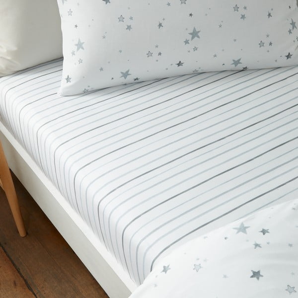 Bílé napínací bavlněné dětské prostěradlo na jednolůžko 90x190 cm Stars – Bianca