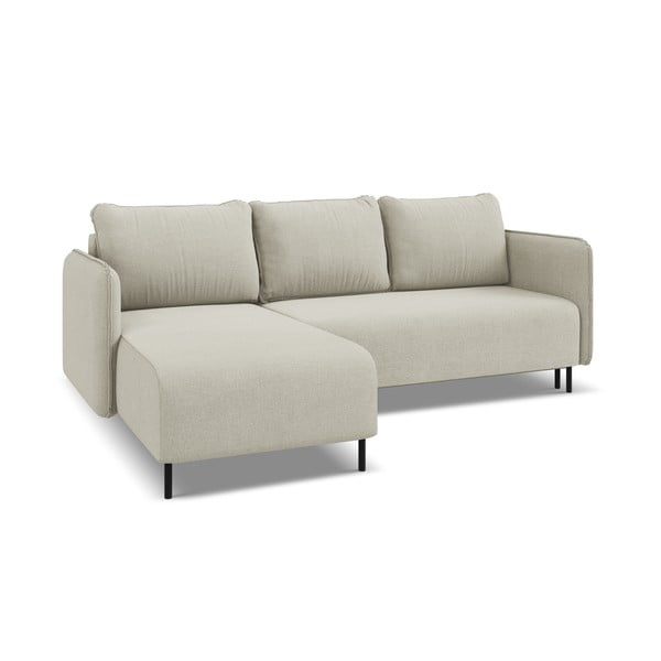 Béžová rozkládací/s úložným prostorem rohová pohovka (levý roh) Luana – Makamii-image-4