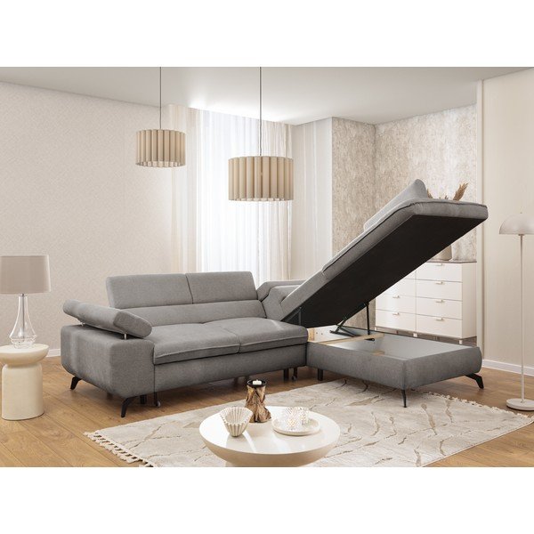 Světle šedá žinylková rohová pohovka (pravý roh/do L) Marbeya  – Ropez-image-4