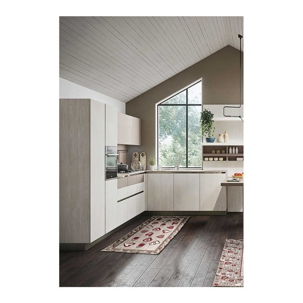 Vysoce odolný kuchyňský běhoun Webtappeti Lovely Rosso, 55 x 140 cm