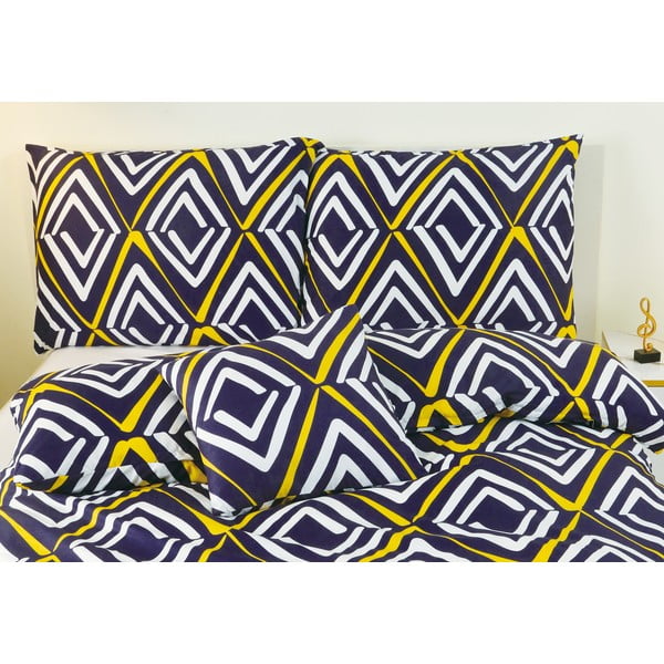 Tmavě modré 6dílné povlečení na jednolůžko z mikrosaténu 140x200 cm Dylan – My House-image-1