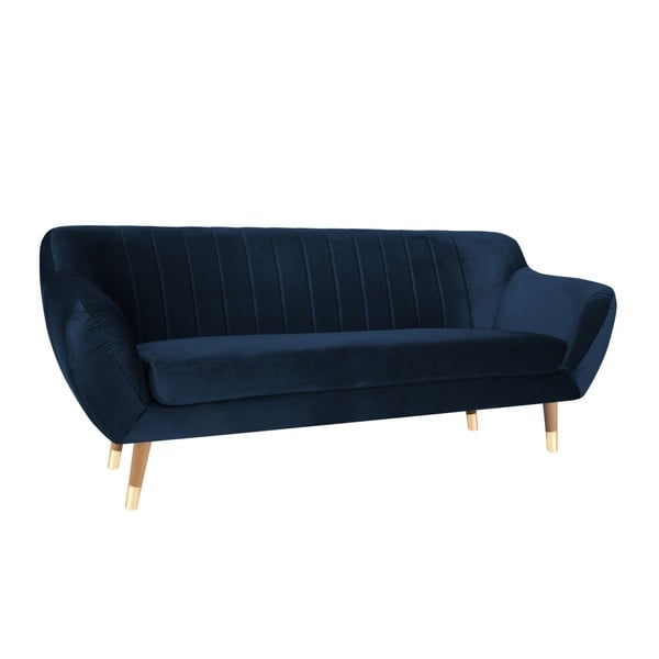 Tmavě modrá sametová pohovka Mazzini Sofas Benito, 188 cm-image-2