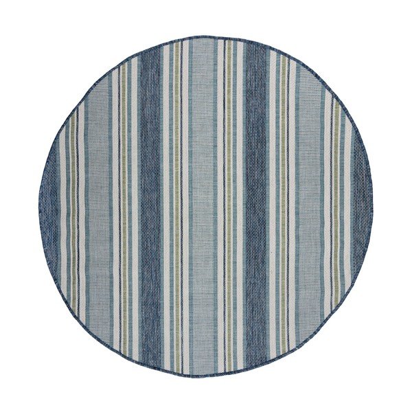 Kulatý vnitřní a venkovní koberec zelenomodrý ø 160 cm Roma Stripe – Flair Rugs