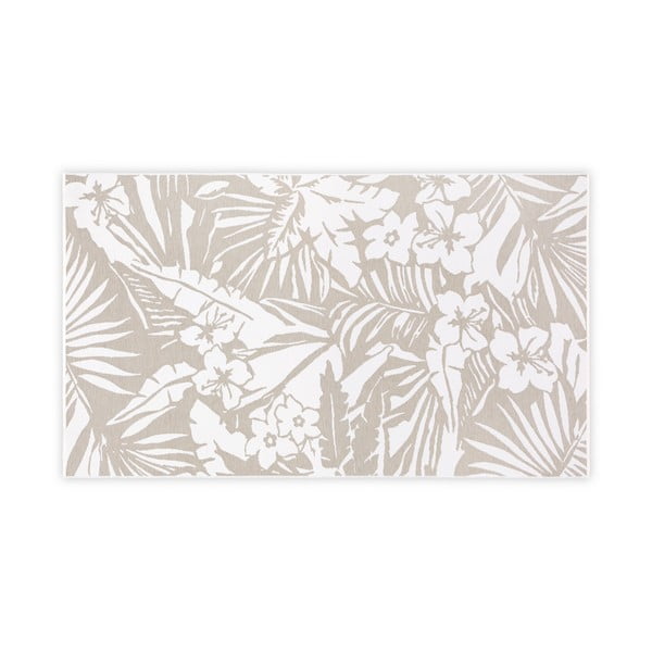 Béžovo-bílá bavlněná koupelnová předložka Foutastic Floral, 100 x 180 cm