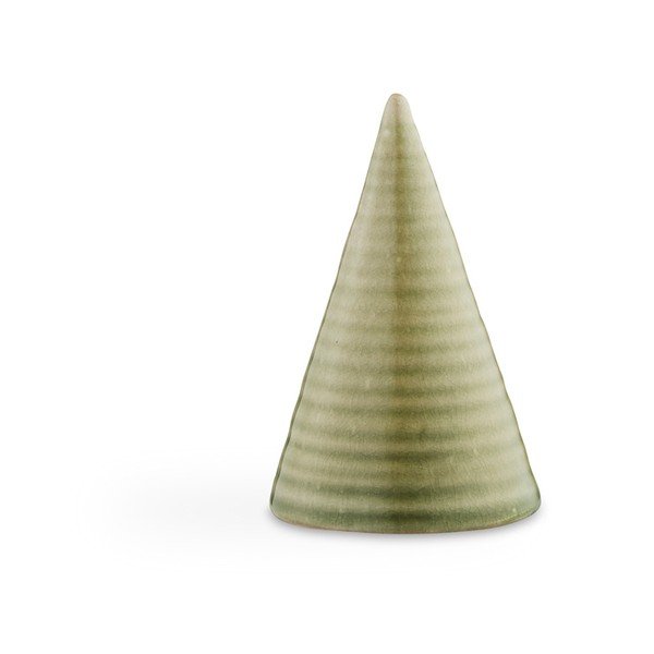 Světle zelená kameninová dekorativní soška Kähler Design Glazed Cone Olive Green, výška 11 cm