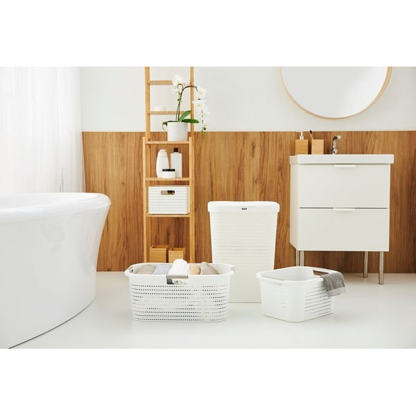 Bílý plastový koš na prádlo 55 l Country - Rotho-image-1