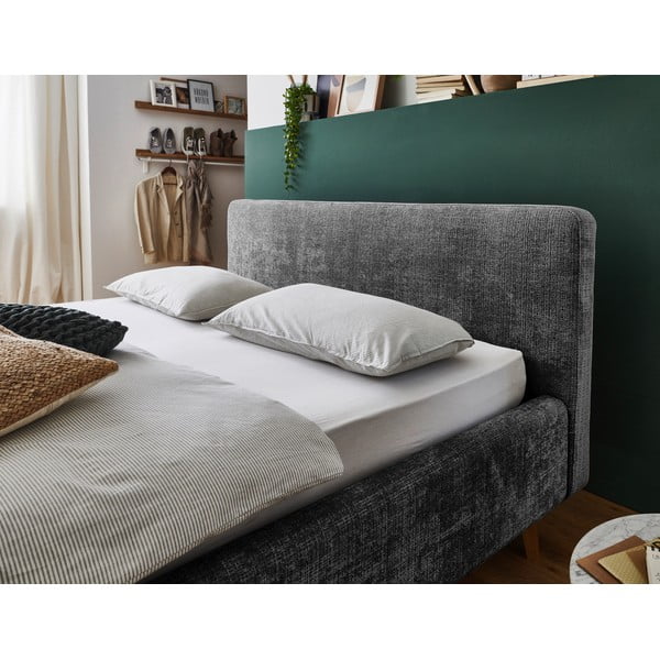 Tmavě šedá čalouněná dvoulůžková postel bez roštu 180x200 cm Mattis – Meise Möbel-image-4