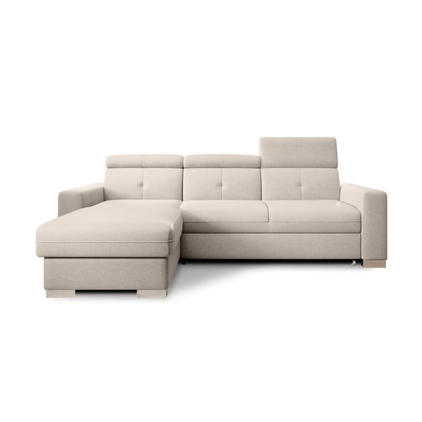 Béžová rozkládací/s úložným prostorem rohová pohovka (levý roh/s lenoškou) Fresia – ELTAP