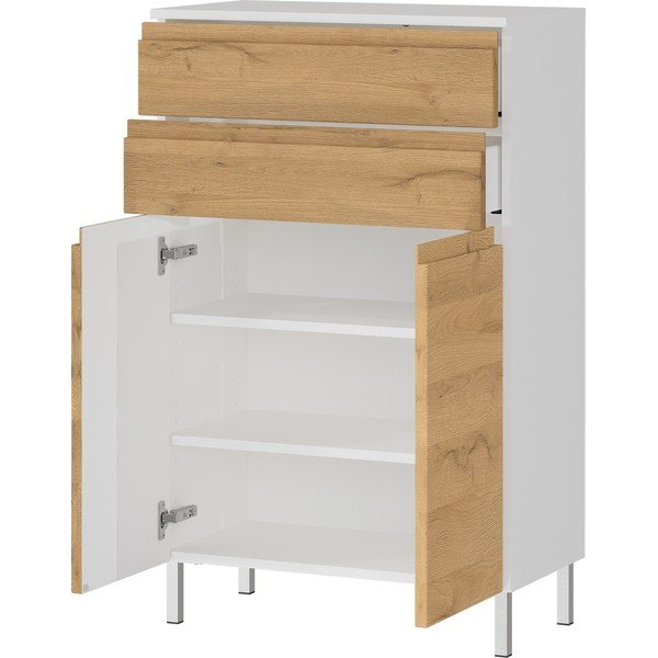 Bílá nízká koupelnová skříňka v dekoru dubu 60x97 cm Torrance - Germania-image-2