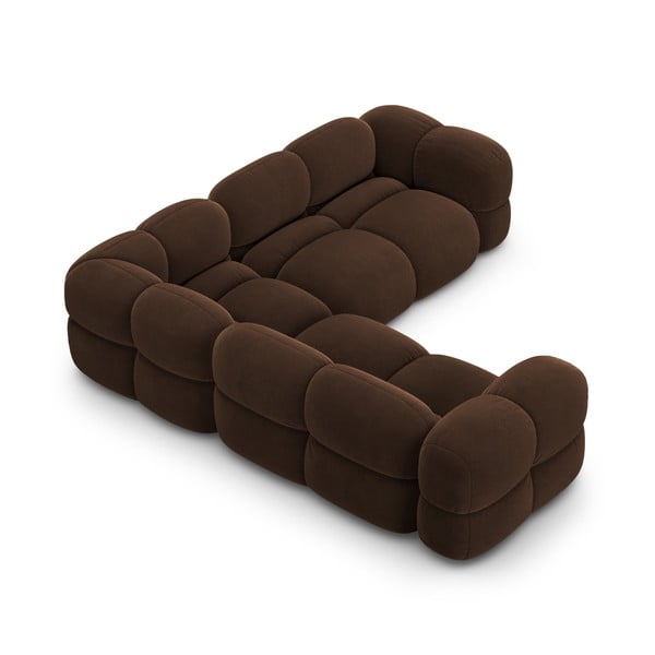 Tmavě hnědá sametová rohová pohovka Loretto – Cosmopolitan Design-image-4