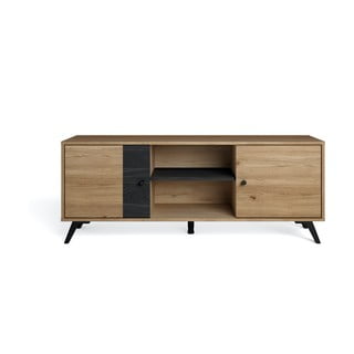 Černý TV stolek v dekoru dubu 136x53 cm Natura - Marckeric