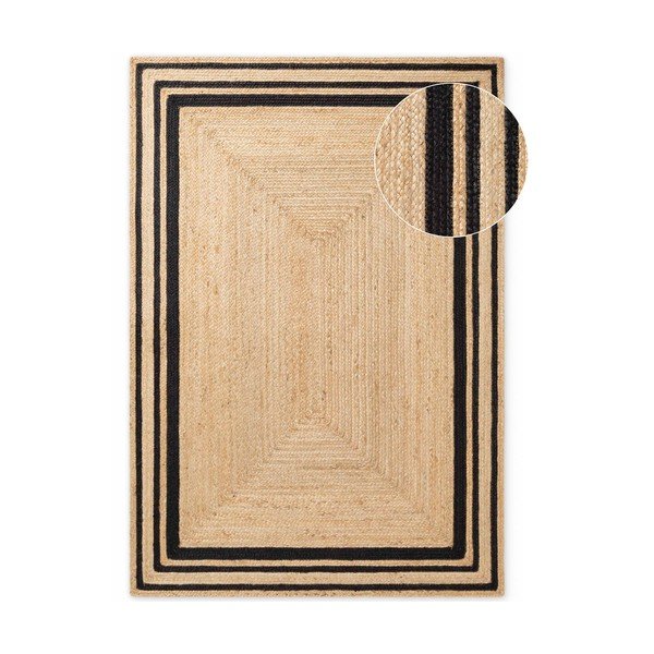 Černý/v přírodní barvě ručně tkaný jutový koberec 120x170 cm Jutta – Hanse Home