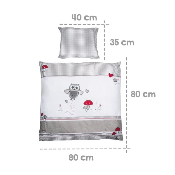 Bílé/šedé bavlněné dětské povlečení do postýlky 80x80 cm Adam & Eule – Roba-image-3