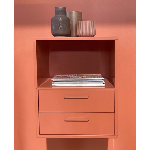 Cihlově červený nástěnný noční stolek se 2 zásuvkami Keep by Hammel-image-1