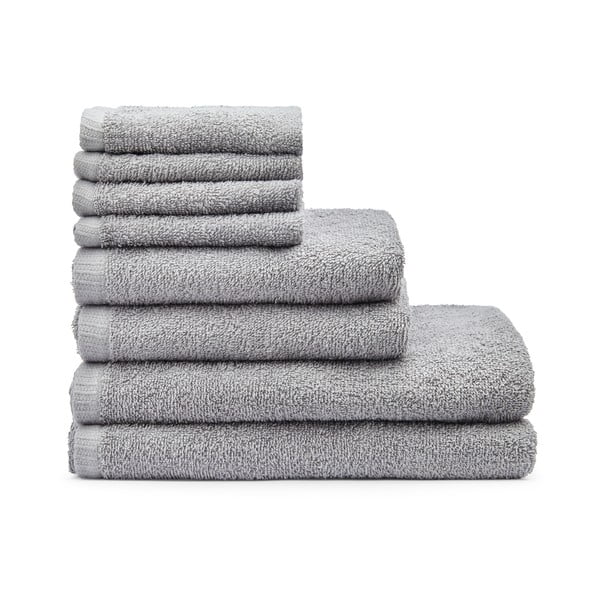 Šedé rychleschnoucí/froté bavlněné ručníky a osušky v sadě 8 ks Quick Dry – Catherine Lansfield