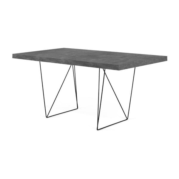Pracovní stůl v dekoru betonu s černým podnožím TemaHome Multi, 160 x 90 cm