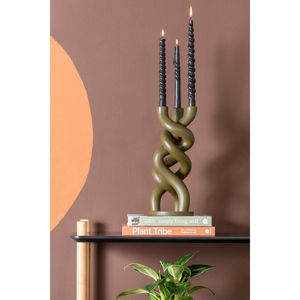 Zelený keramický svícen na tři svíčky PT LIVING Twisted, výška 31,4 cm-image-1