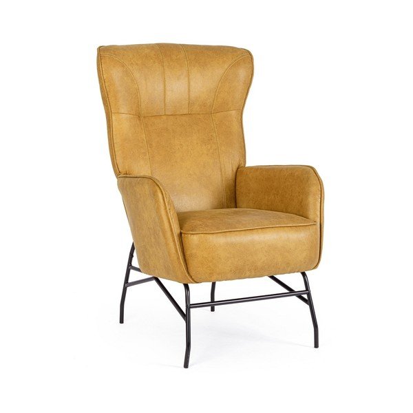 Křeslo z imitace kůže v hořčicové barvě Nasira – Bizzotto