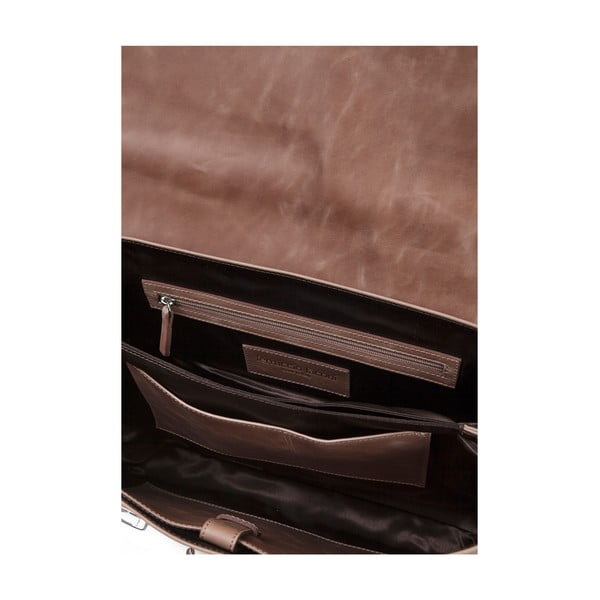Koňakově hnědá pánská aktovka z telecí kůže Ferruccio Laconi Brief-image-3