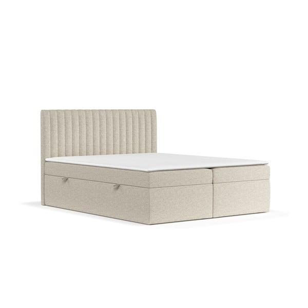 Béžová boxspring postel s úložným prostorem 140x200 cm Spencer – Maison de Rêve