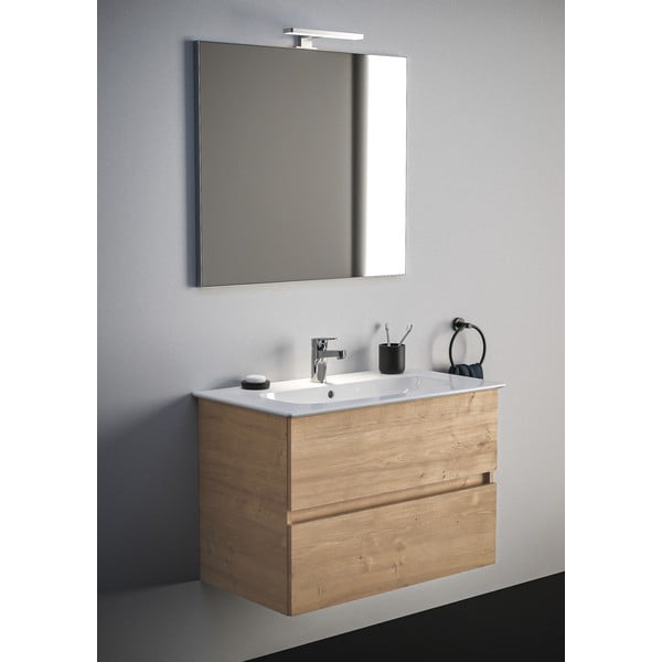 Závěsná skříňka pod umyvadlo v dekoru dubu v přírodní barvě 80x55 cm Eurovit+ – Ideal Standard-image-1