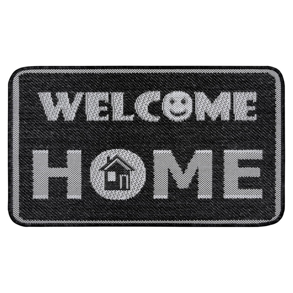 Antracitově šedá rohožka Hanse Home Weave Smiley Welcome, 50 x 80 cm