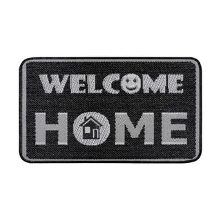 Antracitově šedá rohožka Hanse Home Weave Smiley Welcome, 50 x 80 cm