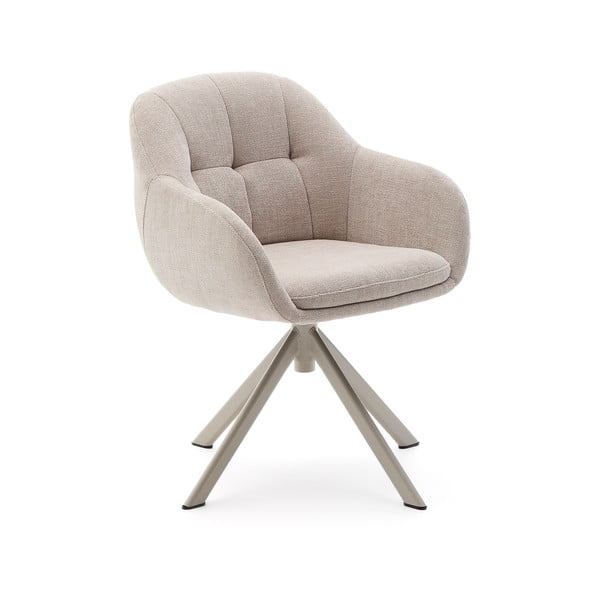 Béžové čalouněné jídelní křeslo s područkami Dorina – Kave Home