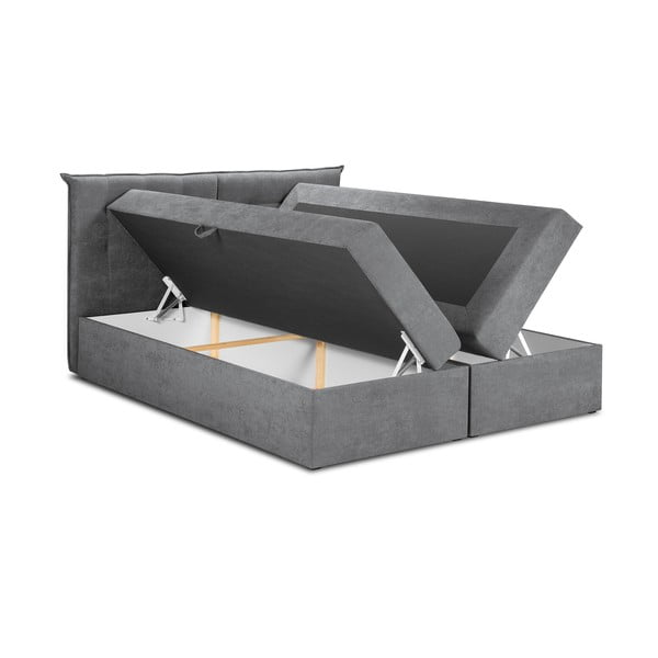 Šedá boxspring postel s úložným prostorem 200x200 cm Echaveria – Mazzini Beds-image-3