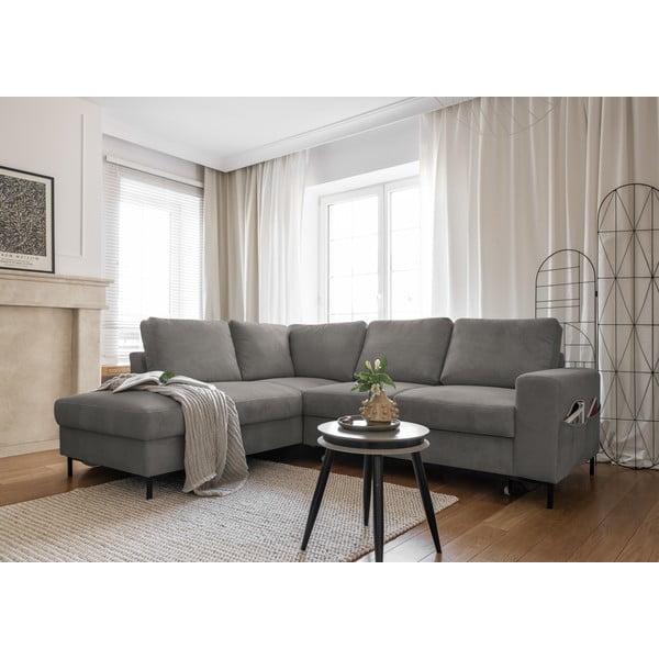 Šedá manšestrová rozkládací rohová pohovka (levý roh) Lofty Lilly – Miuform-image-4