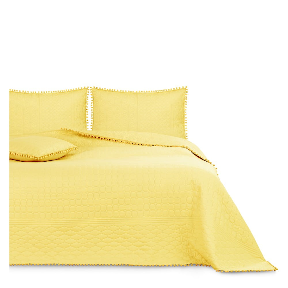 Žlutý přehoz na postel AmeliaHome Meadore, 170 x 270 cm