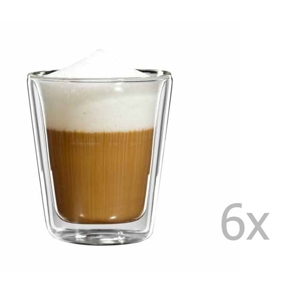 Sada 6 skleněných hrnečků na cappuccino bloomix