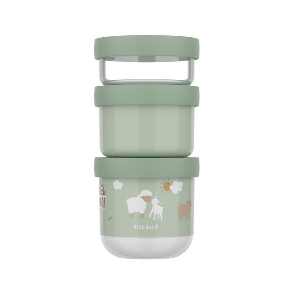 Světle zelené plastové dětské svačinové boxy v sadě 3 ks Little Farm – Mepal-image-3