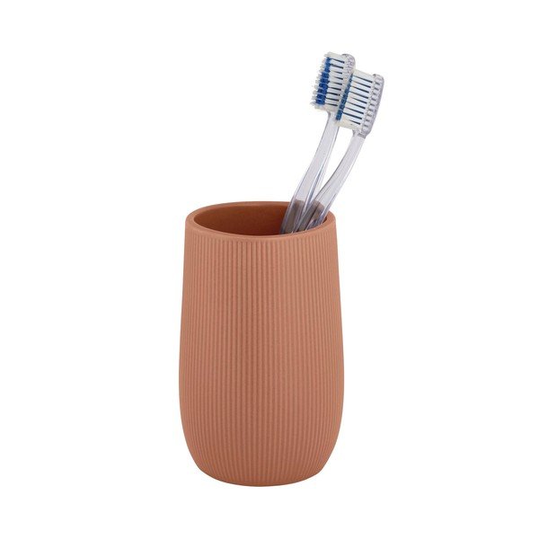 Hnědý keramický kelímek na zubní kartáčky Fablo – Wenko