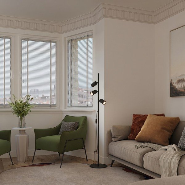 Černá hliníková stojací lampa s ohybatelnou konstrukcí (výška 155 cm) Gleam – Sollux-image-1