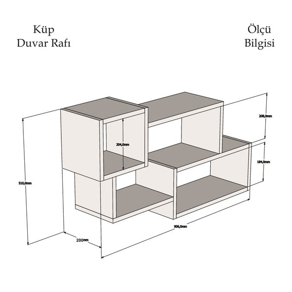 Bílo-hnědá nástěnná police Afro-image-2
