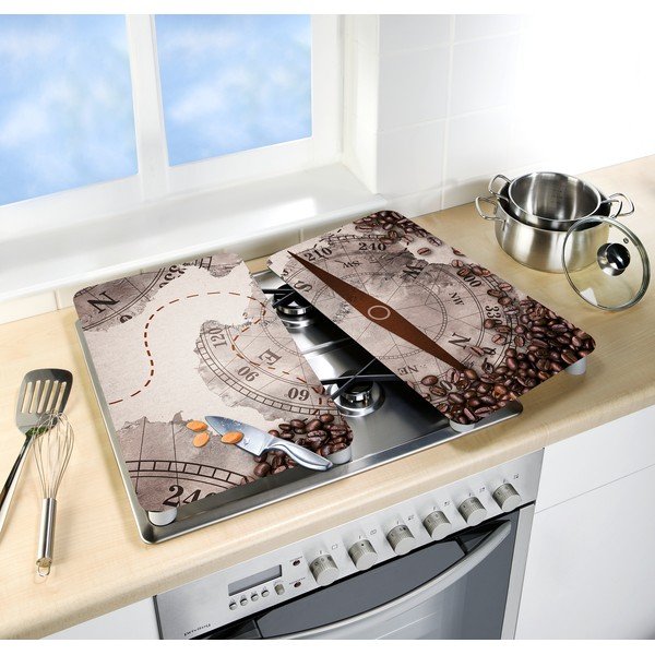 Sada 2 skleněných krytů na sporák Wenko Compass, 52 x 30 cm-image-1