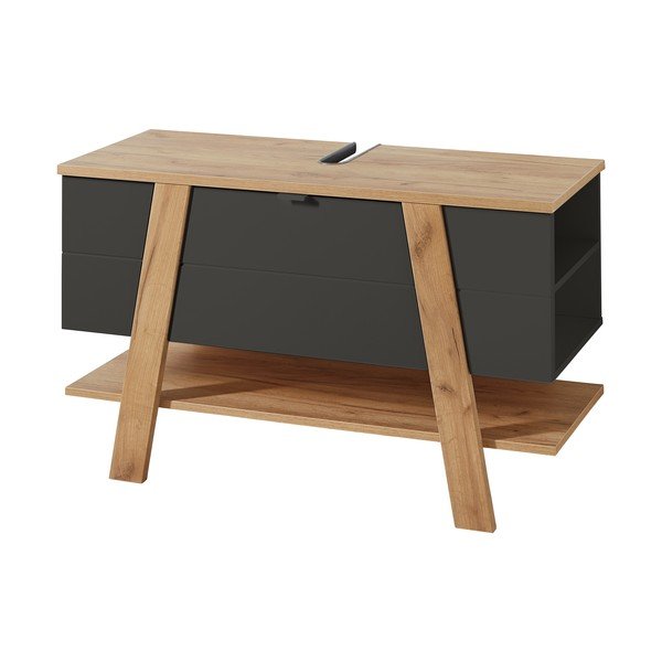 Tmavě šedá skříňka pod umyvadlo v dekoru dubu 111x67 cm Avellino - Germania-image-3
