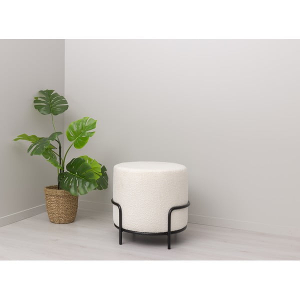 Bílý taburet z textilie bouclé Carl – Tenzo-image-4