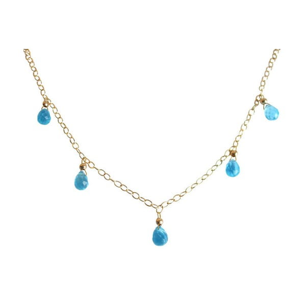 Zlatý náhrdelník Blue Topaz Quarz (topaz)