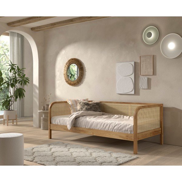 Jednolůžková postel z dubového dřeva s roštem 90x200 cm v přírodní barvě Olive Captain Rotan – Vipack-image-1