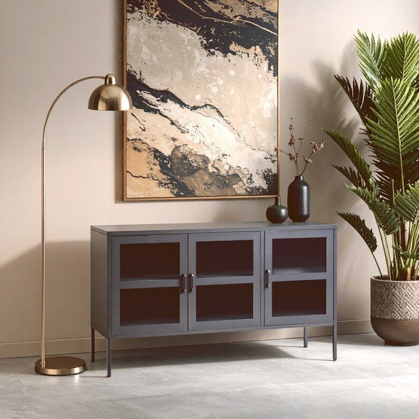 Šedá ocelová vitrína 140x80x45 cm Acier – Premier Housewares-image-3