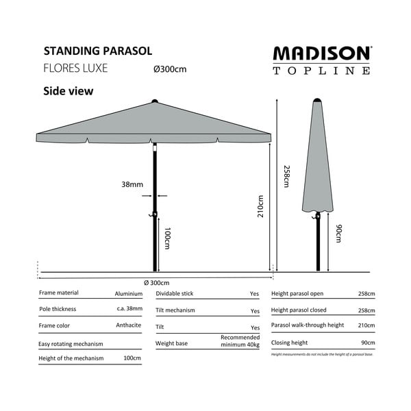 Modrý slunečník ø 300 cm Flores - Madison-image-1