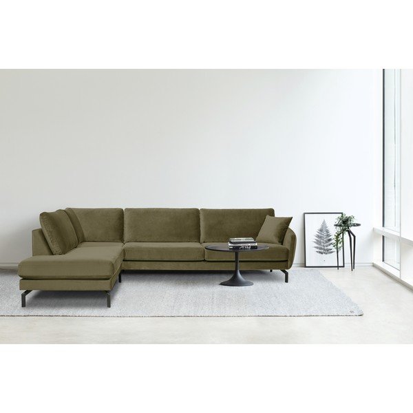 Zelená sametová rohová pohovka (levý roh) Magic - Scandic-image-1