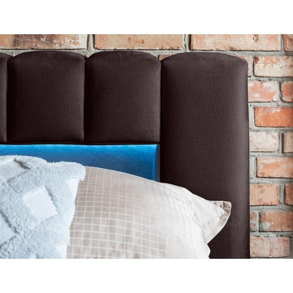 Tmavě hnědá čalouněná dvoulůžková postel s úložným prostorem s roštem 160x200 cm Lamica – ELTAP-image-4