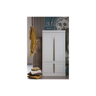 Světle šedá šatní skříň s pantovými dveřmi z borovicového dřeva 110x215 cm Organize – BePureHome