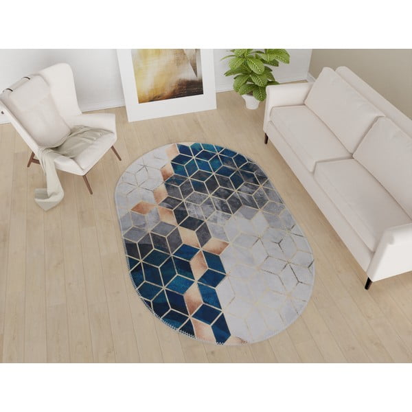 Pratelný koberec v bílo-petrolejové barvě  60x100 cm – Vitaus-image-1